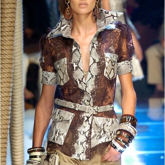 Dolce&Gabbana 42 US 6 python lace blouse jacket dress Sp 2005 snakeskin - Picture 4 of 16